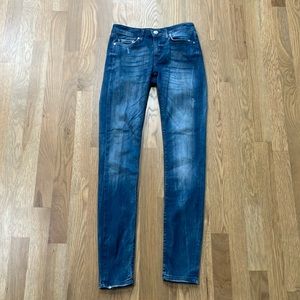 Zara Women’s Blue Medium Wash Medium Rise Distressed Denim Slim Fit Skinny Jeans